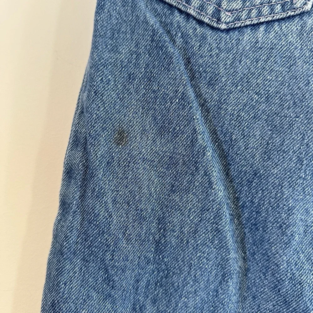 VTG 90's Girl 6/7 Denim Blue Jeans Light‎ Wash Flower Embroidery Cotton